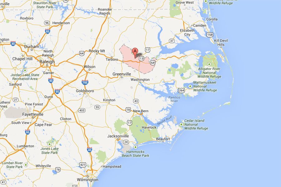 Martin County, North Carolina (Map courtesy of Google Maps)