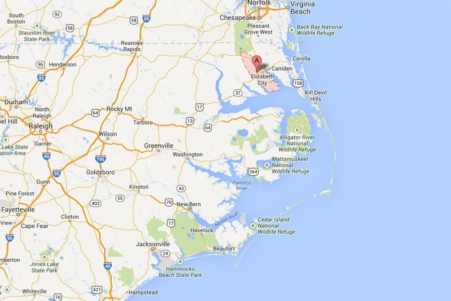 Pasquotank County, North Carolina (Map courtesy of Google Maps)